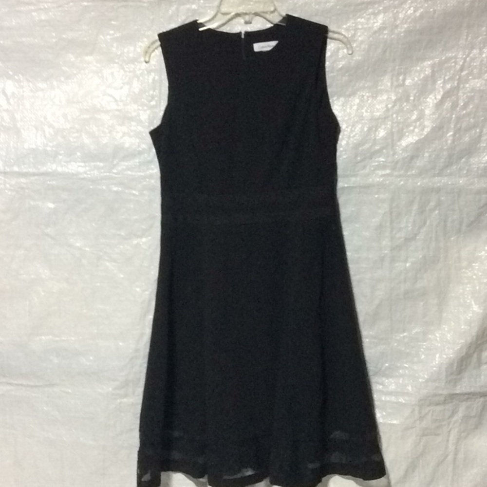 Calvin Klein Womens Black Sleeveless Sheath Dress Sz 10